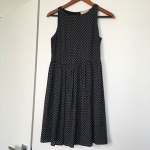 Loft sleeveless black and white polka dot dress